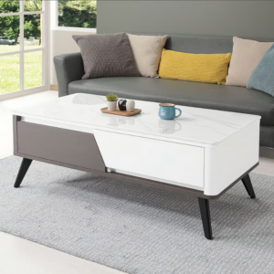 554-3 優佳4尺二抽雪山岩板大茶几 (雙邊造型.單邊抽屜使用)1.2cm 亮面岩板