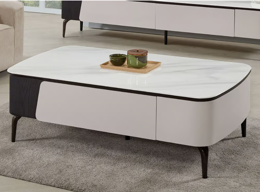 555-2 葛媞4.2尺雙抽科技石大茶几 (兩面單抽皆可開)