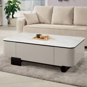 555-3 棠凌4.3尺雙抽科技石大茶几 (兩面單抽皆可開)