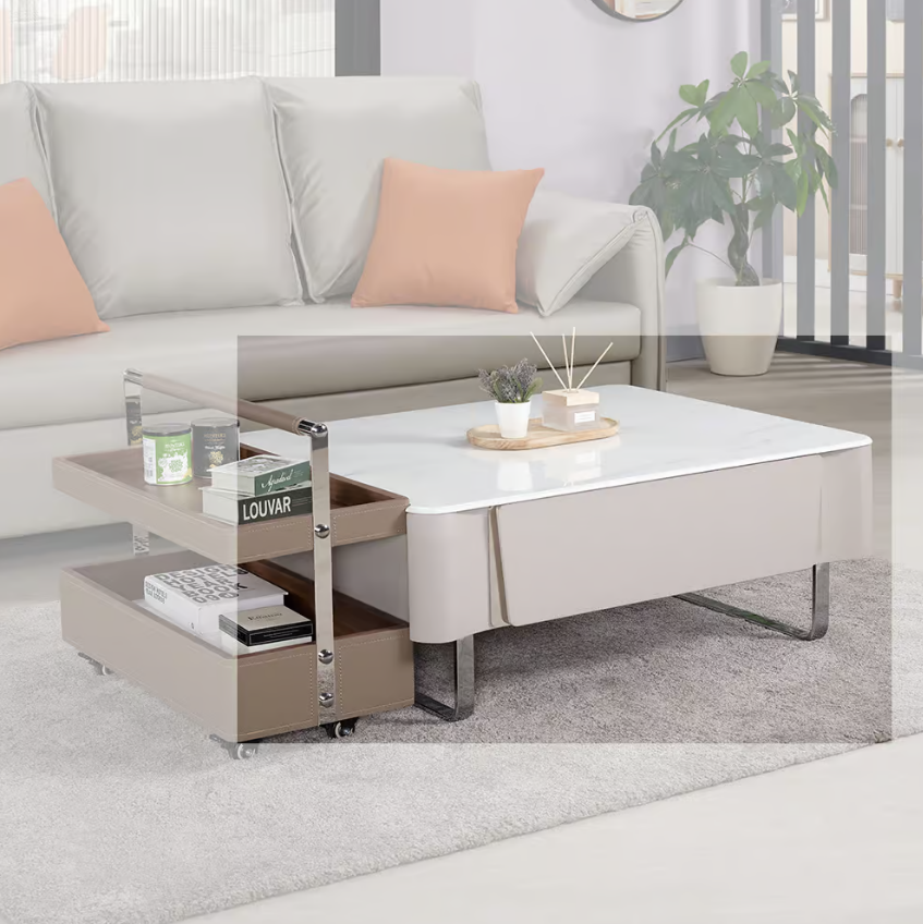 559-4 馬索克3尺科技石大茶几 (兩面單抽皆可開)