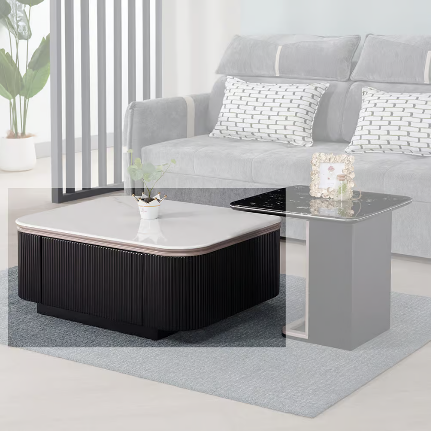 561-5 雲品3尺二抽科技石大茶几 (兩面單抽皆可開)