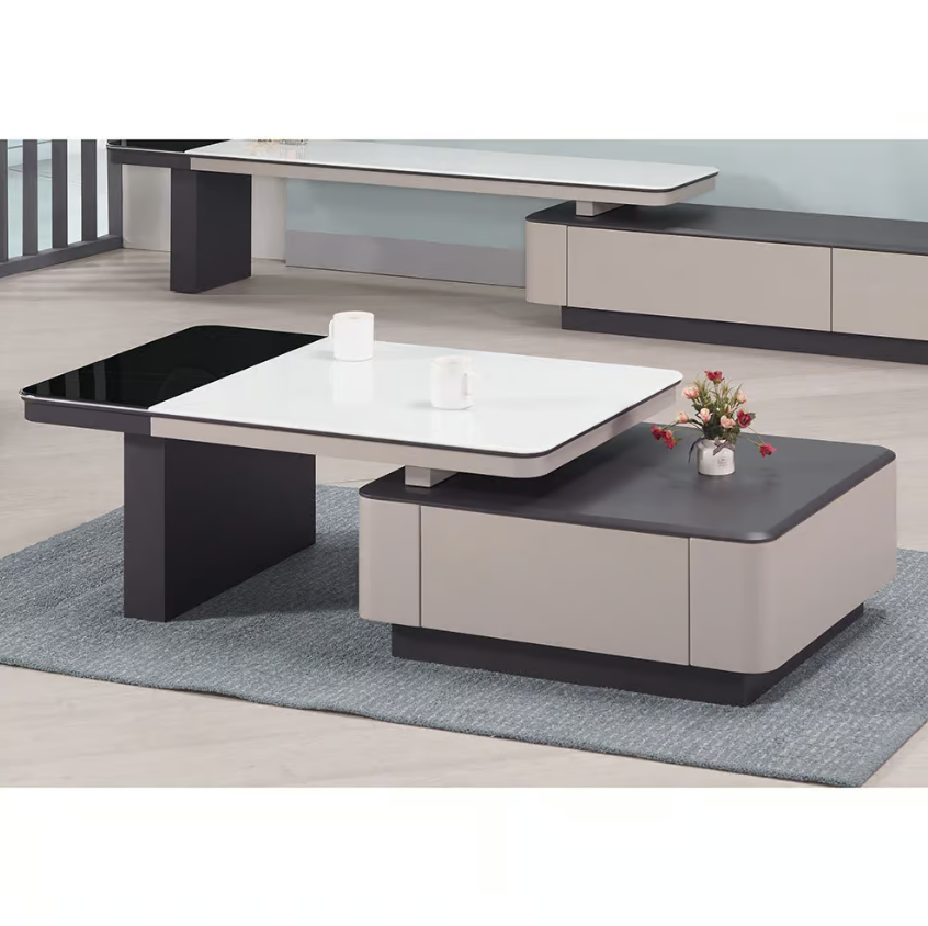 563-2 萊昂3.6尺二抽科技石伸縮大茶几 (兩面單抽皆可開)