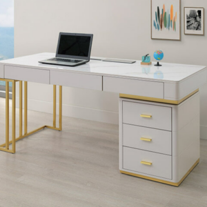 A546-01米尼斯5.3尺岩板書桌 868淺灰金腳⊙可左右自由擺放