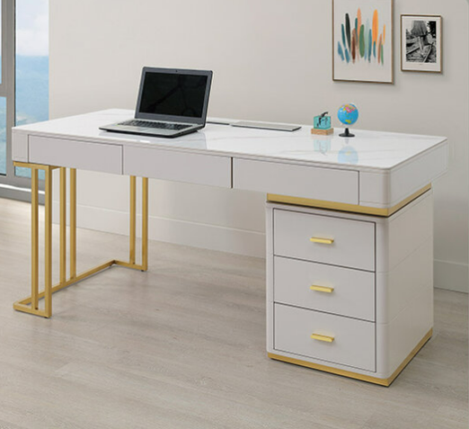 A546-01米尼斯5.3尺岩板書桌 868淺灰金腳⊙可左右自由擺放