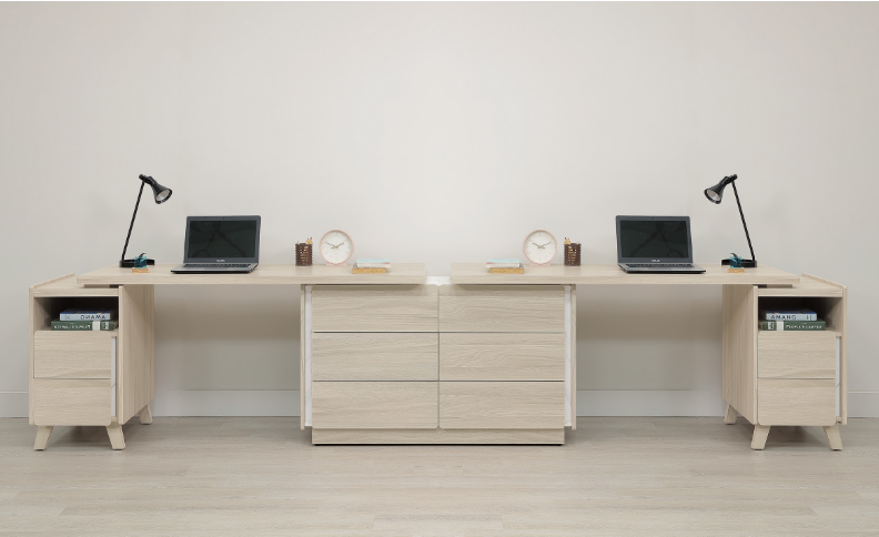 A555-02 萊米克10尺雙人書桌組 300~420公分伸縮