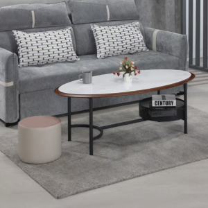 572-3 美維4.3尺科技石橢圓几 (附皮凳x1張，尺寸：寬31x深31x高26cm)