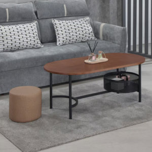 572-4 安亭4尺木面橢圓几 (附皮凳x1張，尺寸：寬31x深31x高27cm)