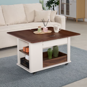 577-4 霍華白色折疊茶几 (單抽雙面開.附4顆煞車輪）