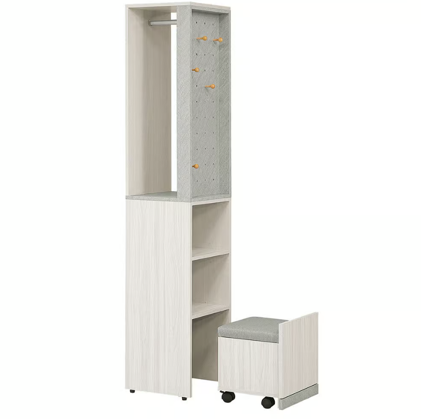 640-2 黛拉1.3*6.5尺玄關坐鞋櫃(附洞洞板5支木棒配件)(附吊衣桿)