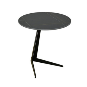 582-4 芯倫1.65尺岩板圓几 10mm平光岩板、 高級MDF、 防鏽磨砂處理鐵腳架、