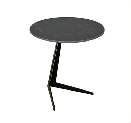 582-4 芯倫1.65尺岩板圓几 10mm平光岩板、 高級MDF、 防鏽磨砂處理鐵腳架、