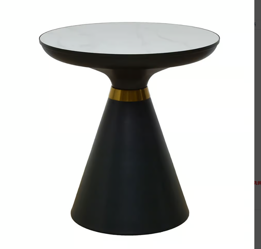 583-3 慕思1.65尺岩板圓几 亮面岩板+防鏽磨砂鐵腳座