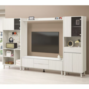 587-3 蓁妮9.6尺組合電視櫃 全組 (2.7尺收納櫃+5尺電視櫃+5尺天板+2尺收納櫃)