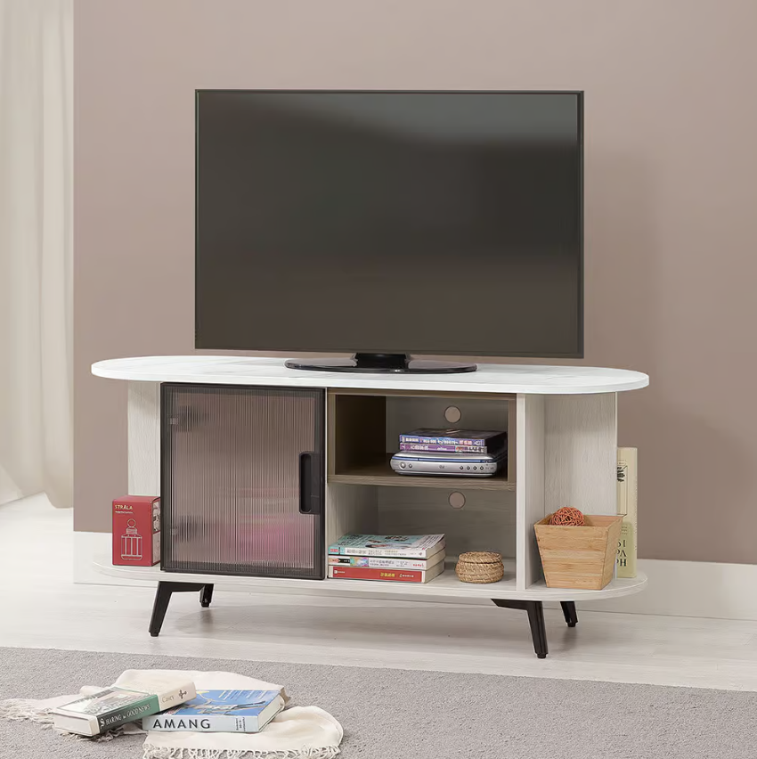 592-2 貝芮特4尺電視櫃(附2個電線孔.開門內無隔板) (仿大理石紋美耐皿桌面)