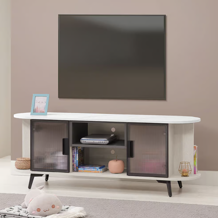 592-3 貝芮特5.3尺電視櫃 (附2個電線孔.開門內無隔板) (仿大理石紋美耐皿桌面)