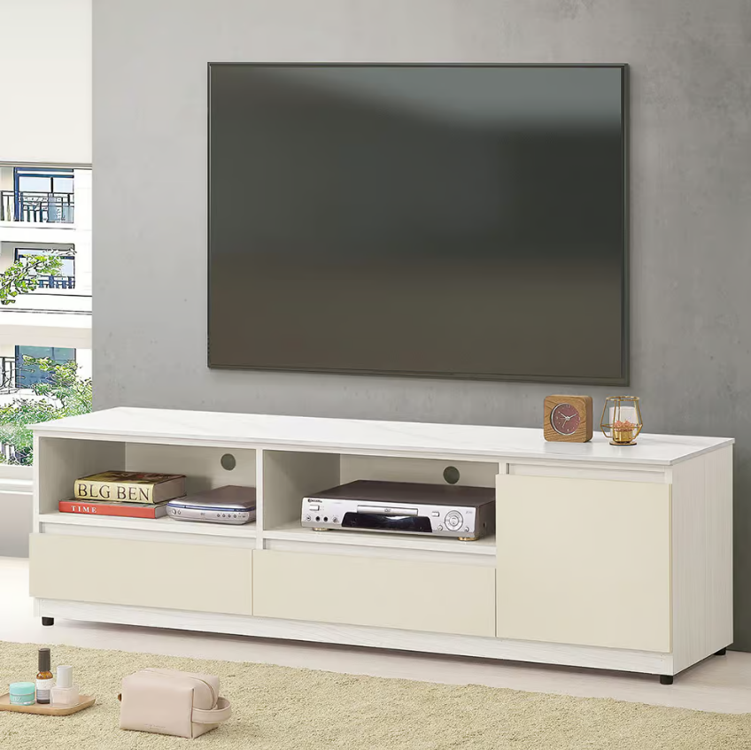 600-3 燕麥5.3尺岩板電視櫃 (附2個電線孔.開門內附1片活動隔板)