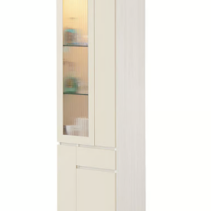 600-5 燕麥2尺展示櫃 (附2片8mm活動玻璃隔板.2片活動木隔板) (附線上開關LED燈)(上面左開門為5mm長虹玻璃)