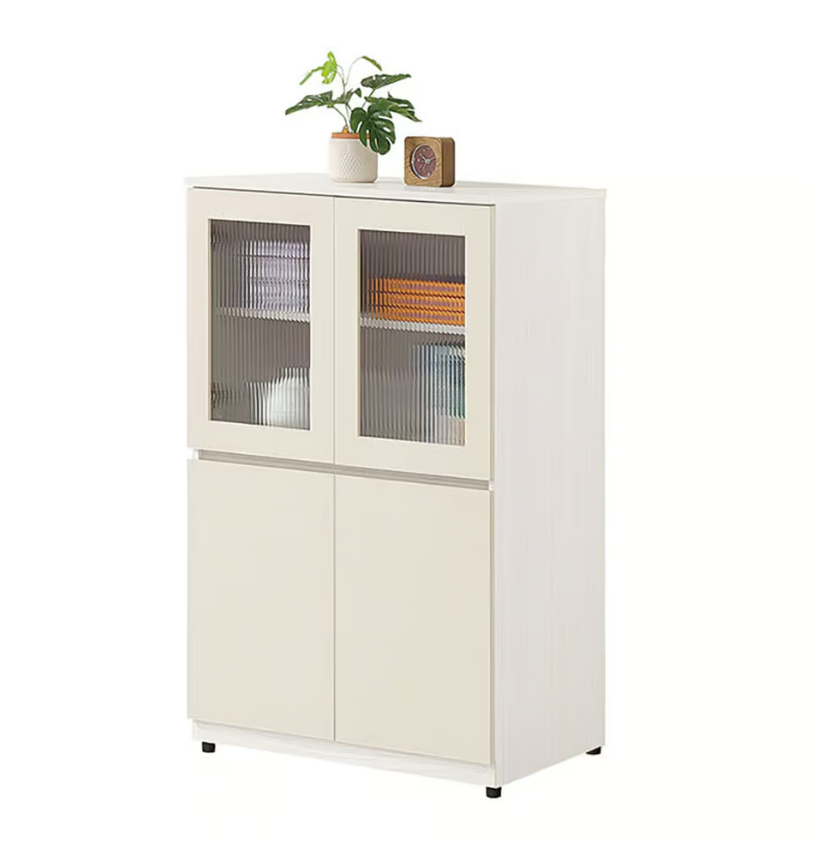 600-6 燕麥2.62尺大收納櫃 (附2片活動隔板) (上面開門為5mm長虹玻璃)