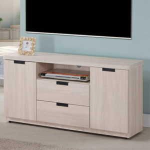 620-2 卡亞白梧桐色4尺電視櫃 ⊙附1個電線孔、 ⊙左右開門內各附1片活動隔板、