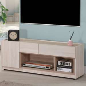 619-4 米瑞4尺電視櫃 ⊙附1個電線孔、 ⊙開門內無隔板、桌面內凹尺寸：寬116.5深26.5公分