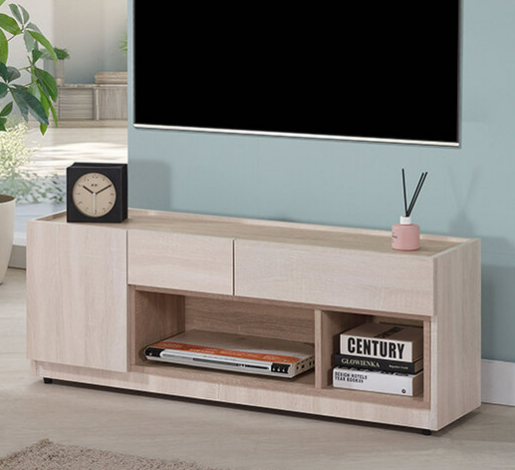 619-4 米瑞4尺電視櫃 ⊙附1個電線孔、 ⊙開門內無隔板、桌面內凹尺寸：寬116.5深26.5公分