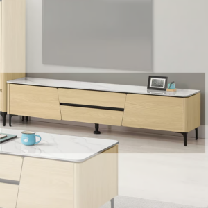 621-3 優悅6尺二抽二門雪山岩板電視櫃 (木門內無隔板)