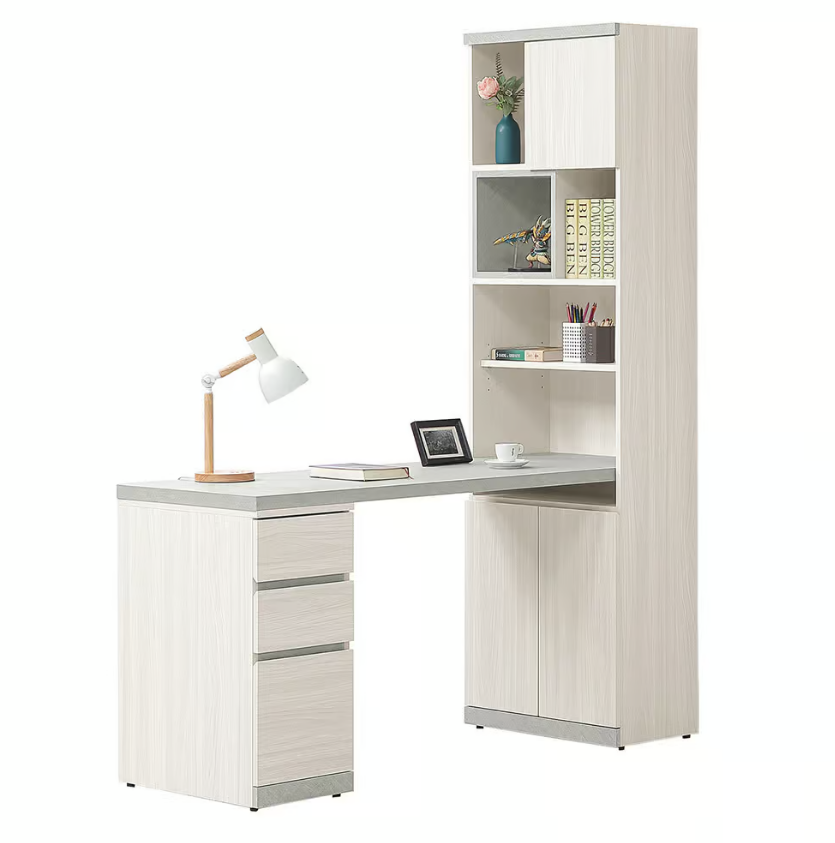 701-9 黛拉5尺組合書桌櫃 全組 ⊙書桌面尺寸：150×56cm、 ⊙附2片活動隔板、 ⊙不分左右方向、