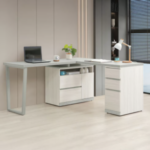 703-2 黛拉5.3尺多功能組合書桌 全組 (L型適合當個人工作桌使用) (收納櫃門內附1片活動隔板)