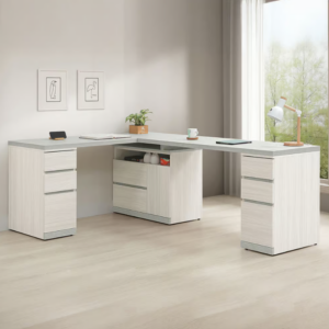 703-4 黛拉6.8尺多功能組合書桌全組 (L型適合2人使用) (收納櫃門內附1片活動隔板)