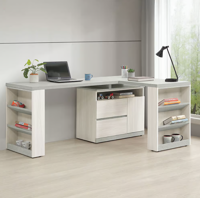 703-5 黛拉5.8尺多功能組合書桌 全組 (L型適合當個人工作桌使用) (收納櫃門內附1片活動隔板)