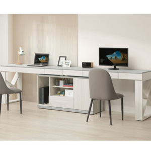 708-2 黛拉9.9尺七抽組合書桌 全組 ⊙一門收納櫃門內附1片活動隔板、 ⊙不含椅、