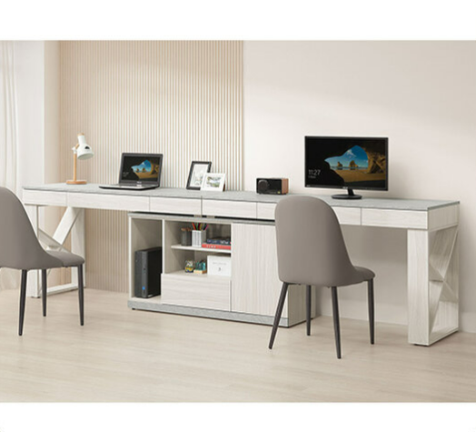 708-2 黛拉9.9尺七抽組合書桌 全組 ⊙一門收納櫃門內附1片活動隔板、 ⊙不含椅、