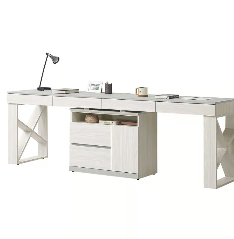 708-4 黛拉8尺六抽組合書桌 全組 (收納櫃門內附1片活動隔板)