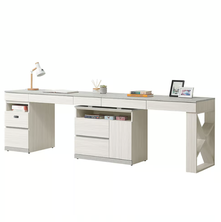 707-6 黛拉8.9尺九抽組合書桌 全組 (不分左右方向) (收納櫃門內附1片活動隔板) (二抽櫃抽屜採用密碼鎖設計)