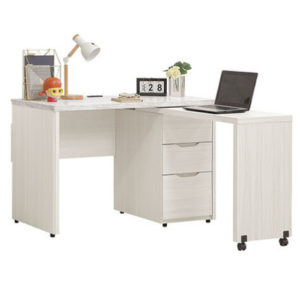 712-3 蓁妮4尺旋轉書桌 往右開 ⊙附1個2孔2插座、 ⊙仿大理石紋美耐皿桌面、