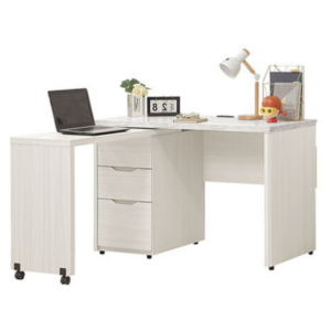 712-4 蓁妮4尺旋轉書桌 往左開 ⊙附1個2孔2插座、 ⊙仿大理石紋美耐皿桌面、