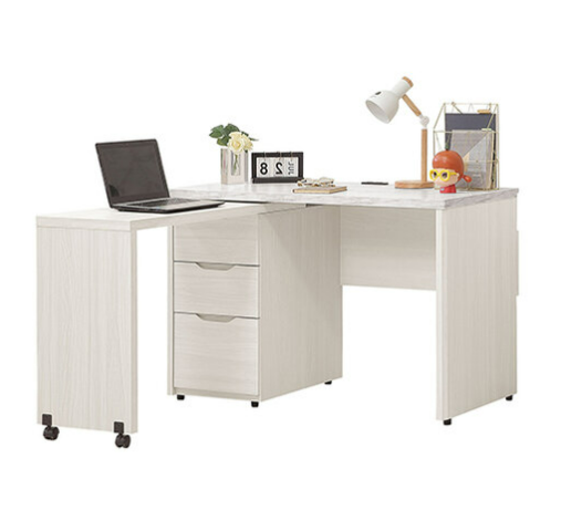 712-4 蓁妮4尺旋轉書桌 往左開 ⊙附1個2孔2插座、 ⊙仿大理石紋美耐皿桌面、