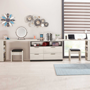 719-2 伊凡卡11.7尺多功能組合書桌 全組 含椅 ⊙雜誌架不分左右方向、附桌上鏡*1