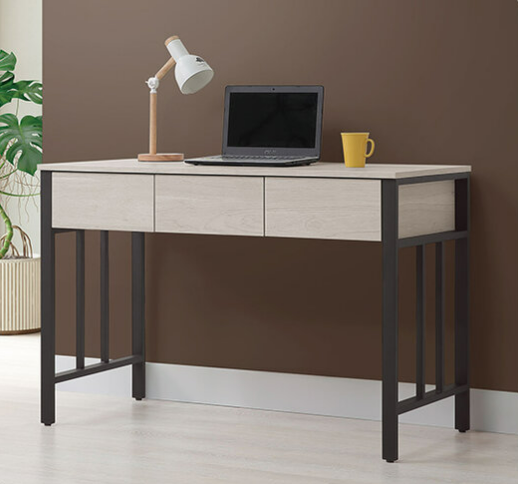 726-4 貝芮特4尺書桌 ⊙附USB插座.側邊黑鐵配件