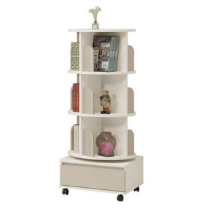 734-4 蕾佳娜1.65*4.17尺旋轉書櫃 大 ⊙360度旋轉.四面收納設計、 ⊙底座抽屜與小圓角收邊設計.附4顆可固輪