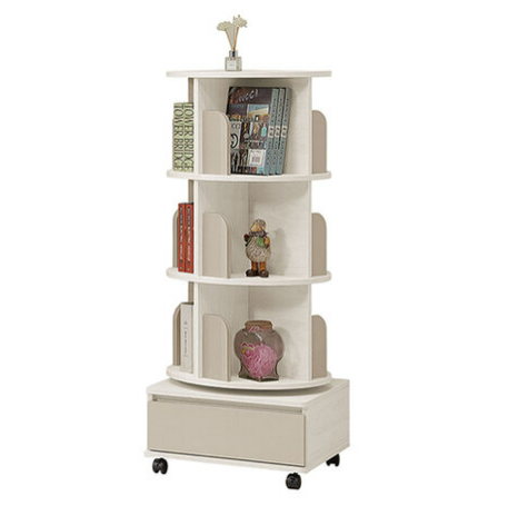 734-4 蕾佳娜1.65*4.17尺旋轉書櫃 大 ⊙360度旋轉.四面收納設計、 ⊙底座抽屜與小圓角收邊設計.附4顆可固輪