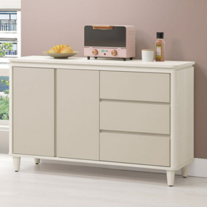 830-5 蕾佳娜4尺收納櫃 ⊙採斜邊手把設計、 ⊙開門內附1片活動隔板、