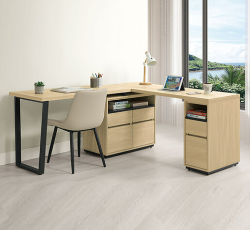 740-4 優悅5.8尺多功能組合書桌 全組 ⊙L型適合當個人工作桌使用、 ⊙不含椅、