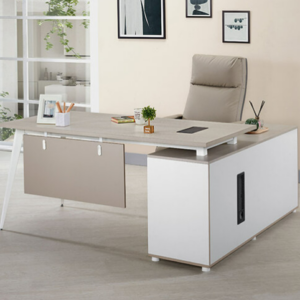 769-2 莎維納5.3尺辦公桌 全組 右向 ⊙桌面附1個出線孔、 ⊙長櫃附有出線孔.開門內無隔板、 ⊙長櫃1個抽屜附密碼鎖、