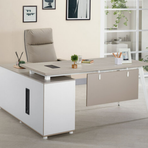 769-3 莎維納5.3尺辦公桌 全組 左向 ⊙桌面附1個出線孔、 ⊙長櫃附有出線孔.開門內無隔板、 ⊙長櫃1個抽屜附密碼鎖、