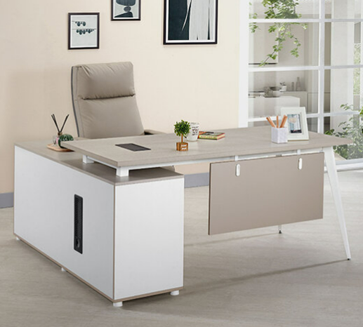 769-3 莎維納5.3尺辦公桌 全組 左向 ⊙桌面附1個出線孔、 ⊙長櫃附有出線孔.開門內無隔板、 ⊙長櫃1個抽屜附密碼鎖、