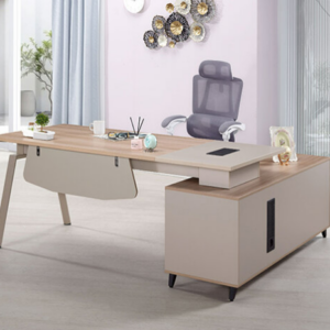 770-3 布朗特6尺辦公桌 全組 右向 ⊙桌面附1個置物盒、 ⊙長櫃附有出線孔.開門內無隔板、