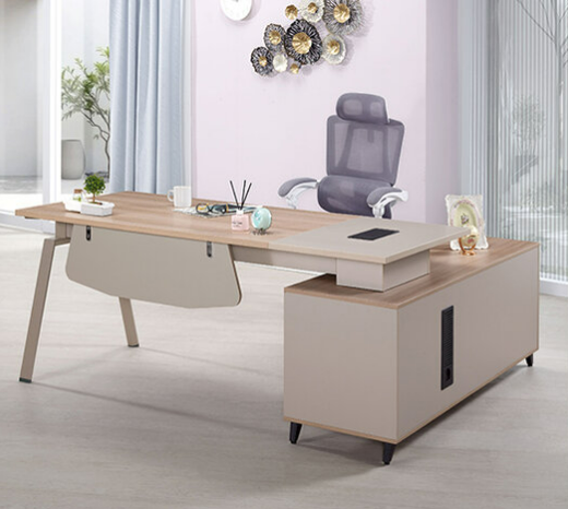 770-3 布朗特6尺辦公桌 全組 右向 ⊙桌面附1個置物盒、 ⊙長櫃附有出線孔.開門內無隔板、