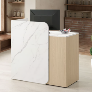 809-3 洛蒂3.3尺多功能桌 (附1片活動隔板)(抽屜採用密碼鎖設計) (不可訂製) (仿大理石紋美耐皿桌面)