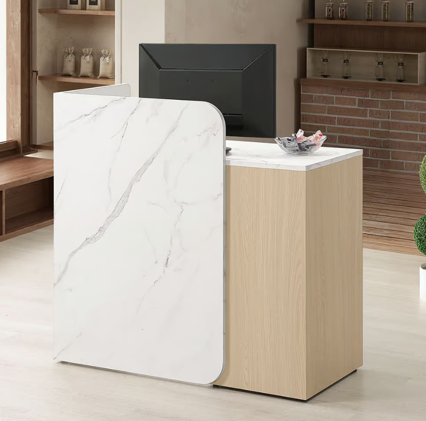 809-3 洛蒂3.3尺多功能桌 (附1片活動隔板)(抽屜採用密碼鎖設計) (不可訂製) (仿大理石紋美耐皿桌面)